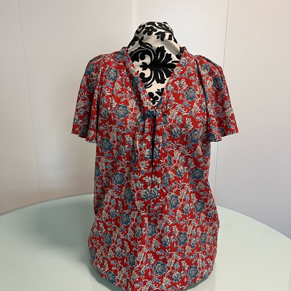 Ralph Lauren Floral Red and Blue Blouse